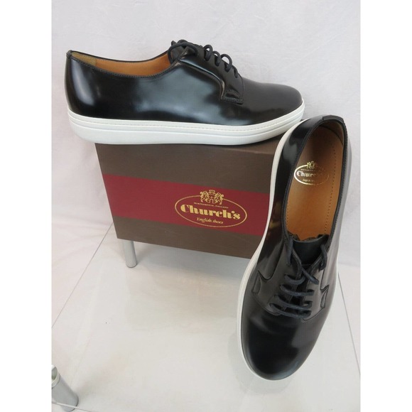 CHURCH\'S BY PRADA PADFIELD BLACK POLISHED LEATHER DERBY OXFORDS 10 US 11 main image 5